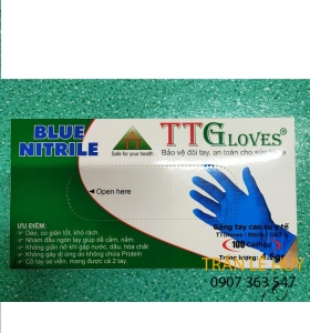 Găng tay y tế Nitrile màu xanh size S-M-L