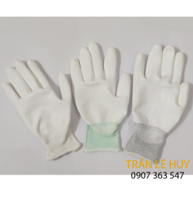 Găng tay sợi Polyester phủ PU lòng bàn trắng