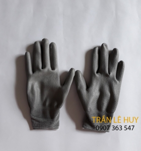Găng tay sợi Polyester phủ PU lòng bàn xám