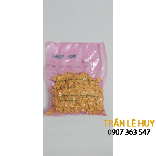 Bao ngón tay không bột, chống tĩnh điện màu vàng