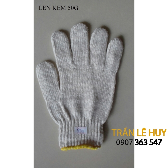 Găng tay len sợi cotton màu kem 40g-90g