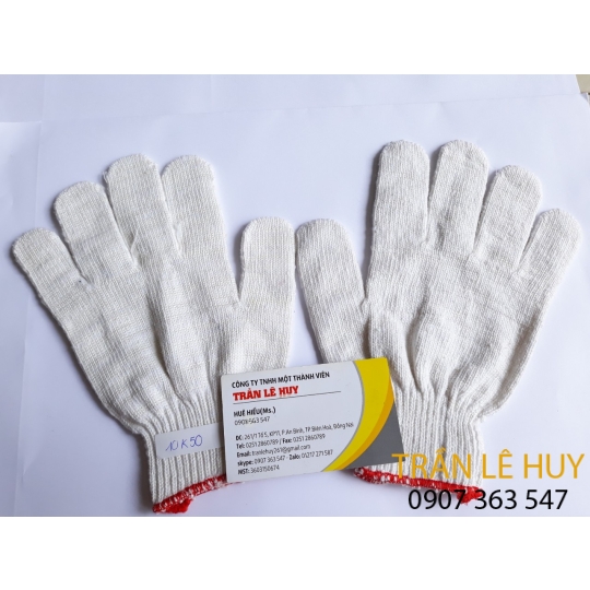 Găng tay len sợi cotton màu kem 40g-60g kim 10