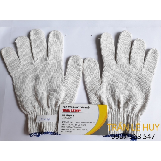 Găng tay len sợi cotton màu kem 40g-60g kim 10