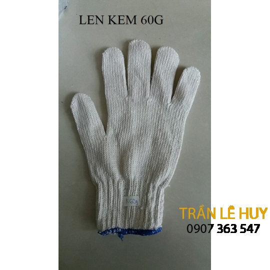 Găng tay len sợi cotton màu kem 40g-90g