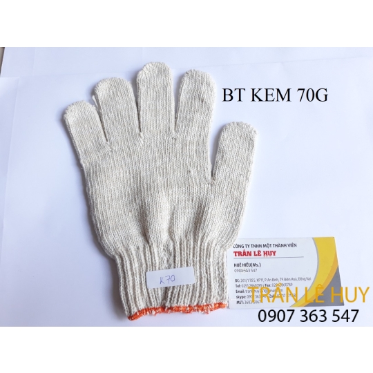 Găng tay len sợi cotton màu kem 40g-90g
