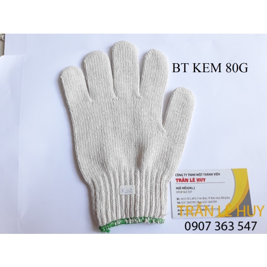Găng tay len sợi cotton màu kem 40g-90g