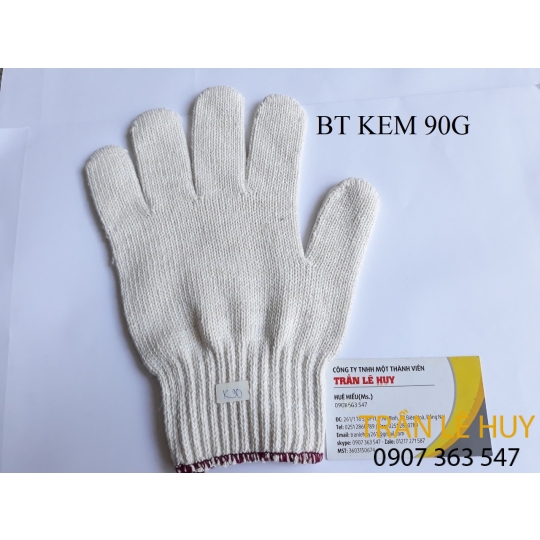 Găng tay len sợi cotton màu kem 40g-90g
