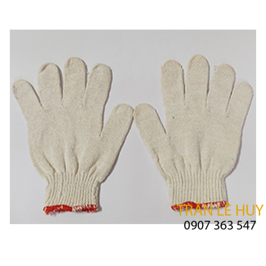 Găng tay len sợi cotton màu kem 40g-60g kim 10