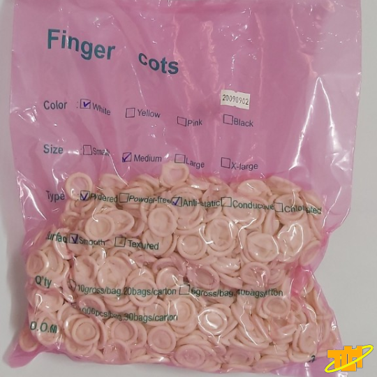 Bao ngón tay có bột, chống tĩnh điện màu trắng