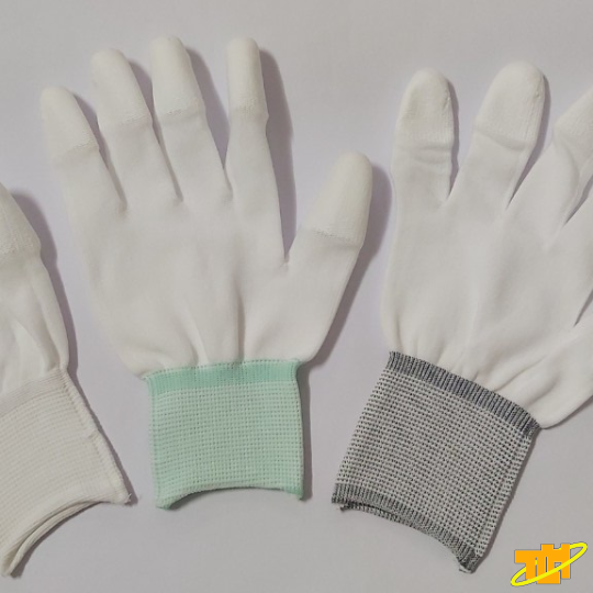 Găng tay sợi Polyester phủ PU đầu ngón trắng
