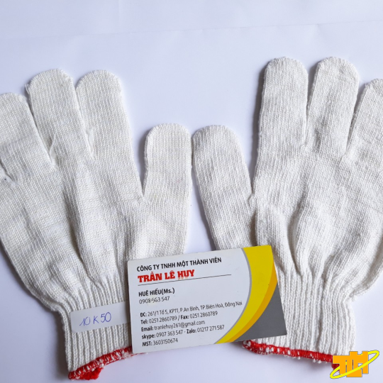 Găng tay len sợi cotton màu kem 40g-60g kim 10