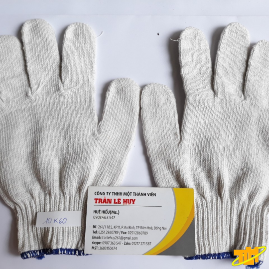 Găng tay len sợi cotton màu kem 40g-60g kim 10