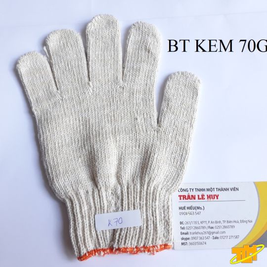 Găng tay len sợi cotton màu kem 40g-90g