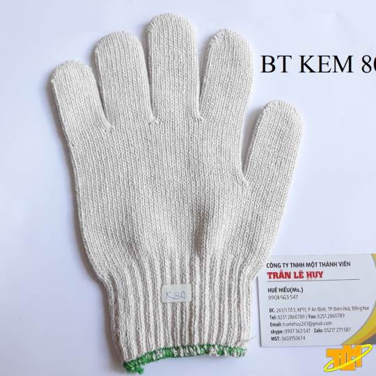 Găng tay len sợi cotton màu kem 40g-90g
