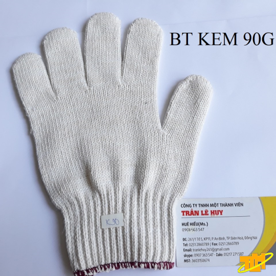Găng tay len sợi cotton màu kem 40g-90g