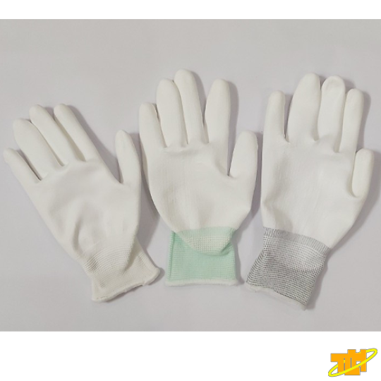 Găng tay sợi Polyester phủ PU lòng bàn trắng
